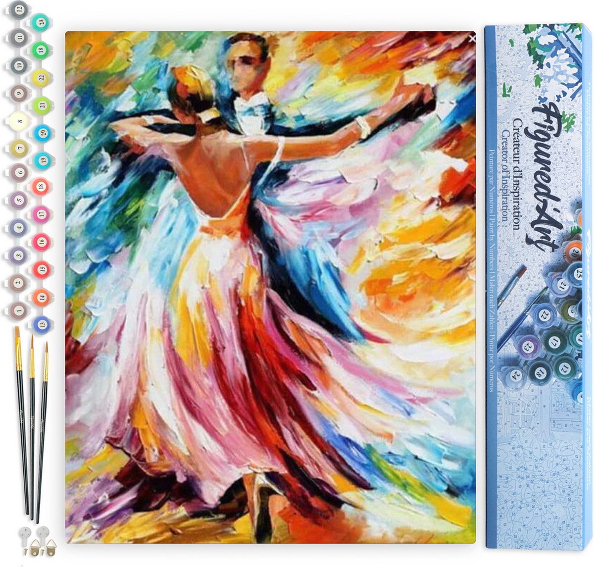 FiguredArt Schilderen op Nummer Volwassenen canvas Stijldansen - Handwerk acrylverf Kit DIY Compleet - 40x50cm zonder frame